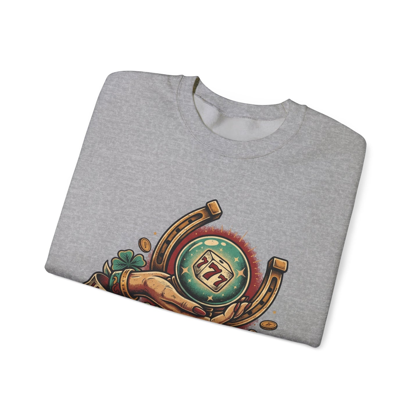 Fortune & Horseshoe Crewneck Sweatshirt — "Wear Your Fortune" Graphic