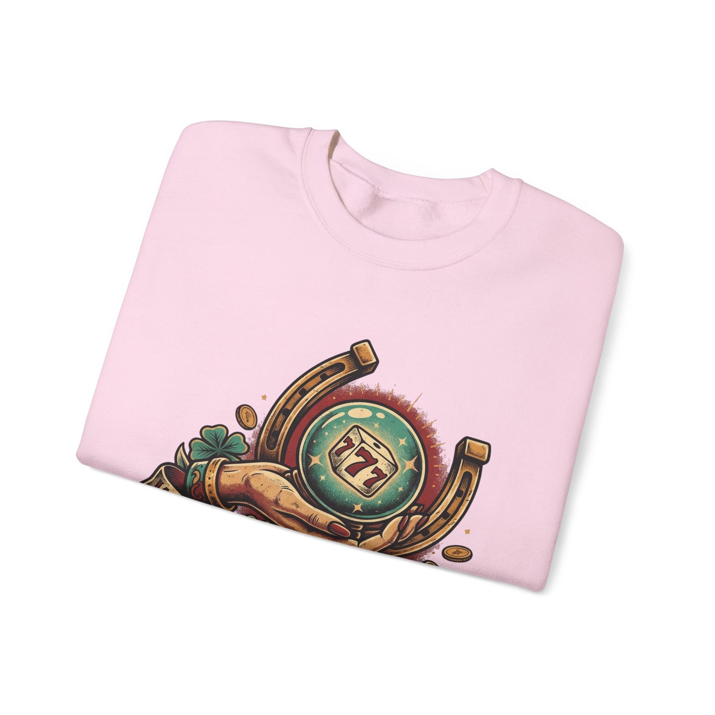 Fortune & Horseshoe Crewneck Sweatshirt — "Wear Your Fortune" Graphic