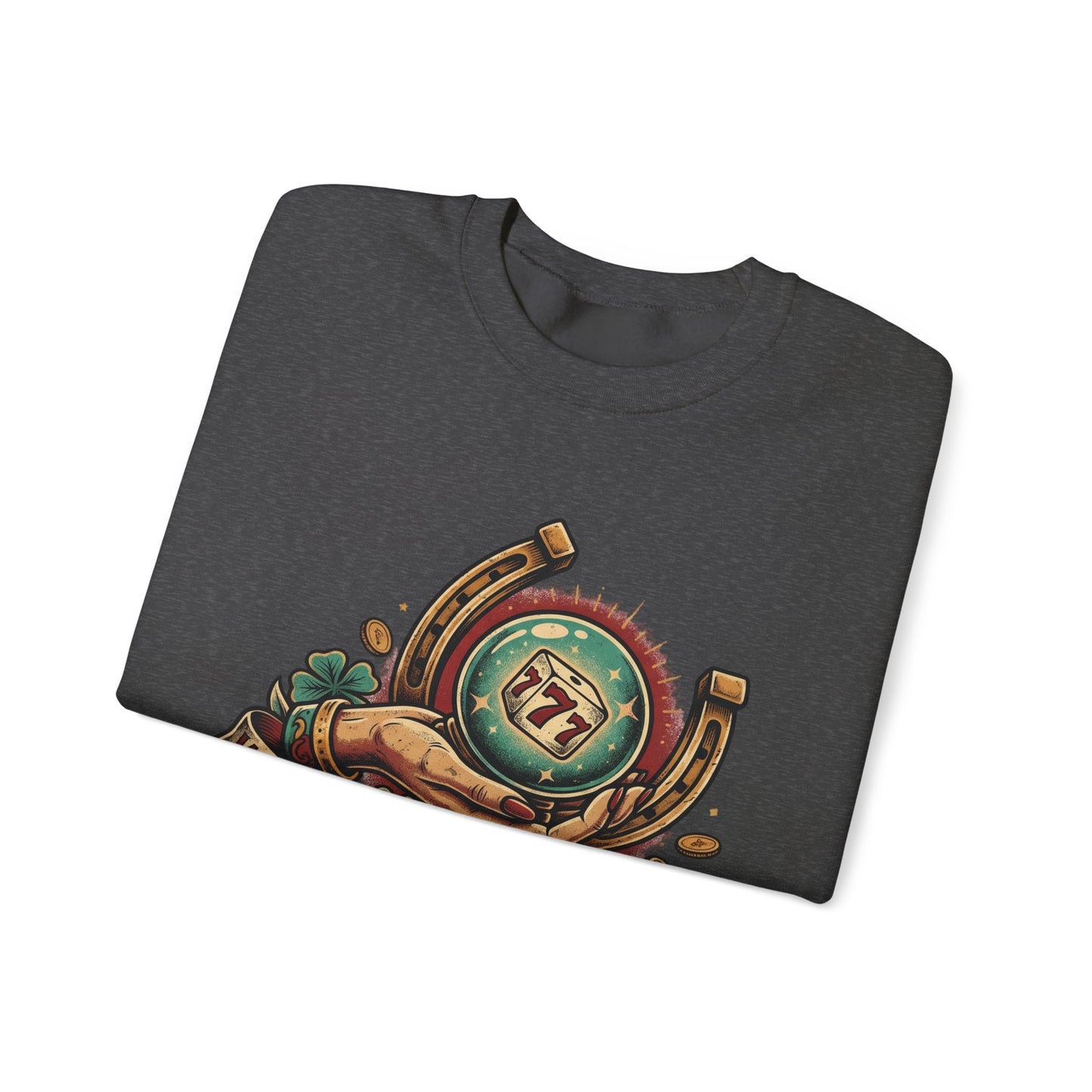 Fortune & Horseshoe Crewneck Sweatshirt — "Wear Your Fortune" Graphic